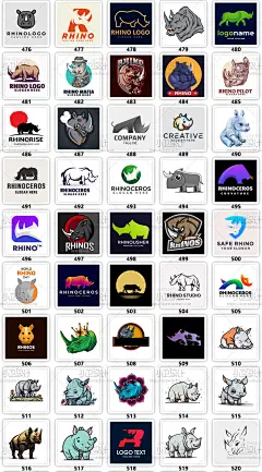 LOGO犀牛动物图标头像标志徽标品牌商标VI矢量图店标插画设计素材-淘宝网