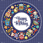 生日快乐。贺卡。向量。