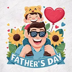Illustration of smiling dad carrying his son fathers day template | Premium AI-generated image