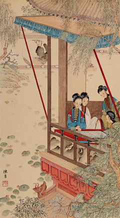 leview采集到国画人物场景