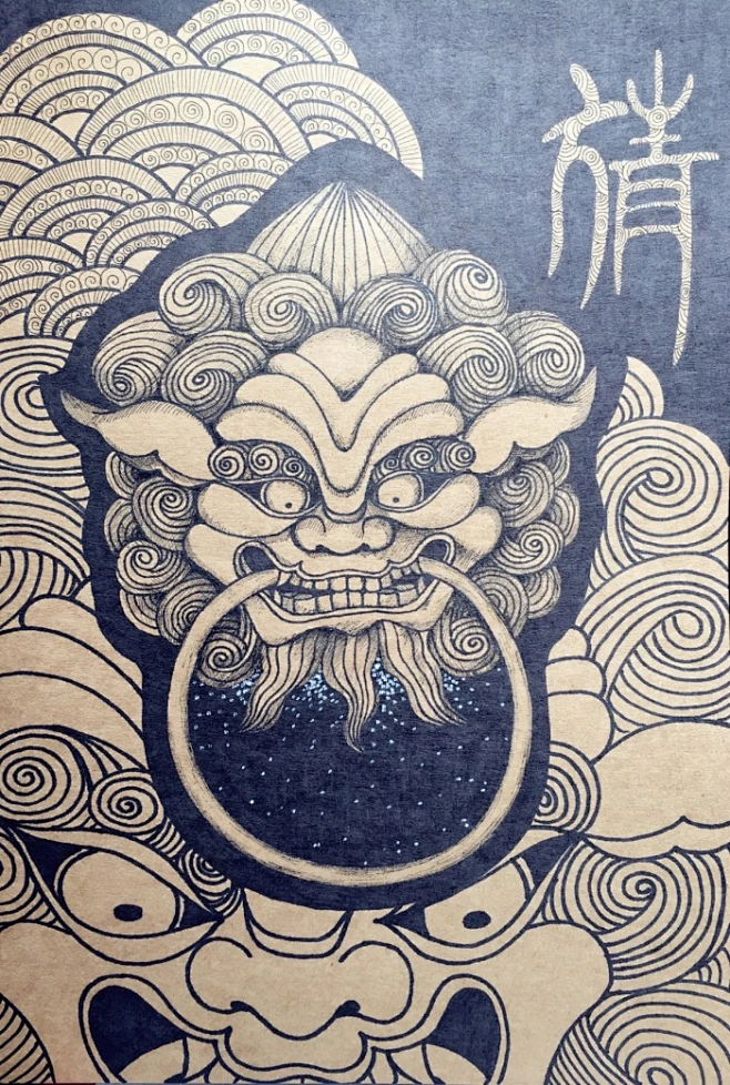 线描门环，铺首衔环-花瓣网