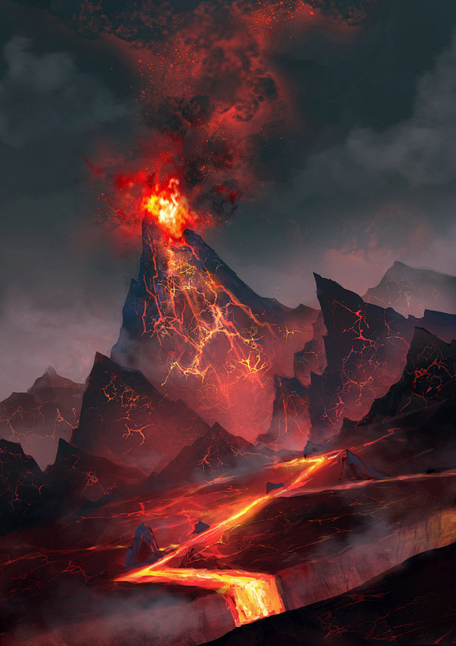 原画背景火山岩浆