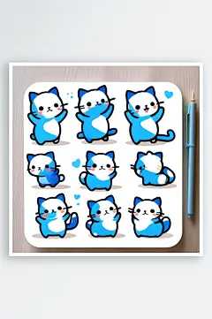 数字艺术卡通猫贴纸卡通表情包-众图网