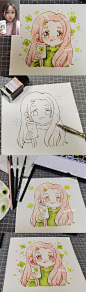 @小妖Sika
原创水彩插画，绘画过程，禁商用禁二传禁修改，临摹必须写原作者。
纸：阿诗细纹
颜料：美利蓝蜂鸟、马蒂尼细研大师级
水彩笔：黑天鹅、马蒂尼
勾线墨水：鲇鱼墨水北极熊棕