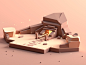 Small Land Cave enviroment fantasy cartoon isometric room low poly gam