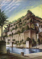 The Hanging Gardens Of Babylon Photograph - The Hanging Gardens Of Babylon Colour Litho by English School