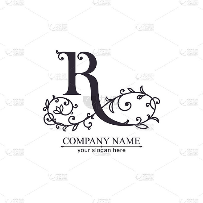 Premium Vector R标志。Monnogram,刻字。精英公司的个人标志或标志。