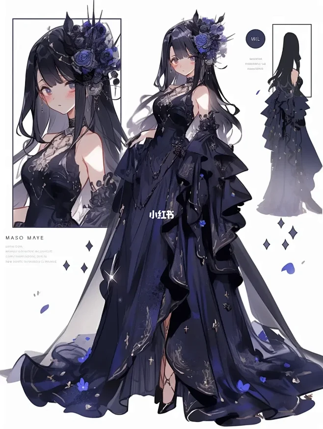 送设｜蓝色系晚礼服-花瓣网