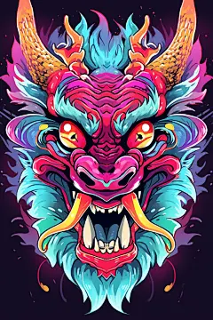 彩色龙头中国龙元素2024中国龙