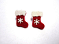 Red White Christmas Stocking Earrings Holiday Xmas Winter Stud Post 圣诞耳环#手工# #金属# #首饰#