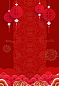 中国风红色灯笼烟花高清素材 2019背景 喜庆 新年素材 灯笼 猪年到 猪年海报 猪年背景 红色 背景 设计图片 免费下载