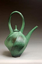 Green Carved Teapot