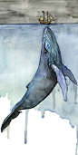 Watercolor Whale Painting - Print titled, "Fathoms Below" Boat, Whale Art, Whale Print, Beach Decor, Whale Nursery, Humpback Whale Painting