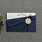Elegant wedding invitations Personalized navy pocket invitation card PB002_NAVY