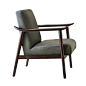 设计师沙发椅北欧复古单人实木扶手椅子中古客厅咖啡馆定制皮单椅-淘宝网