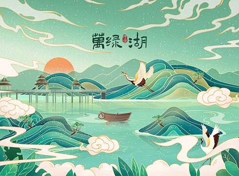 河源特色建筑国潮插画_544049275...