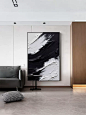 现代轻奢客厅装饰画黑白抽象肌理落地画沙发背景墙高级感竖版挂画-tmall.com天猫