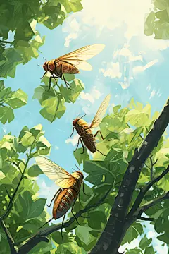 知了夏至插画背景