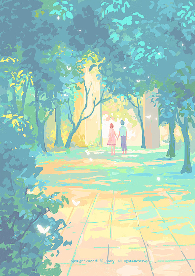 林荫道_麗_MARYLI__插画师作品_...