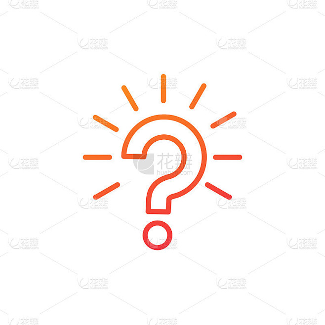 Outline question mark with rays burst icon vector