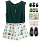 A fashion look from June 2015 featuring green top, slim fit shorts and Marni. Browse and shop related looks.