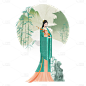 手绘-中国风人物插画-古风美女