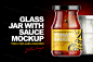 调味瓶模型PSD贴图模板Glass Jar with Sauce Mockup Vol010 :  