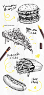 Fast Food Sketch Set. Detailed Hand Drawn Illustrations on Behance