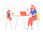 Mom and Daughter room daughter mother laptop family girl hero image character illustration