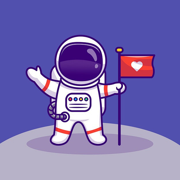 宇航员，旗帜，卡通矢量图插画矢量图素材