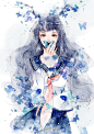 【谁家二次元】 p站 二次元 插画 少女 动漫 妖孽 同人 原创 水彩 清茗