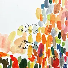 绘本插画超话
这些灵动跳跃的小色块，让人感受到作者在作画时愉悦的心情。Works by Cindy Wume
#插画# ​​​​
