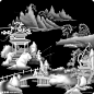 山水人物风景浮雕灰度精雕图设计图__3D作品_3D设计_设计图库_昵图网