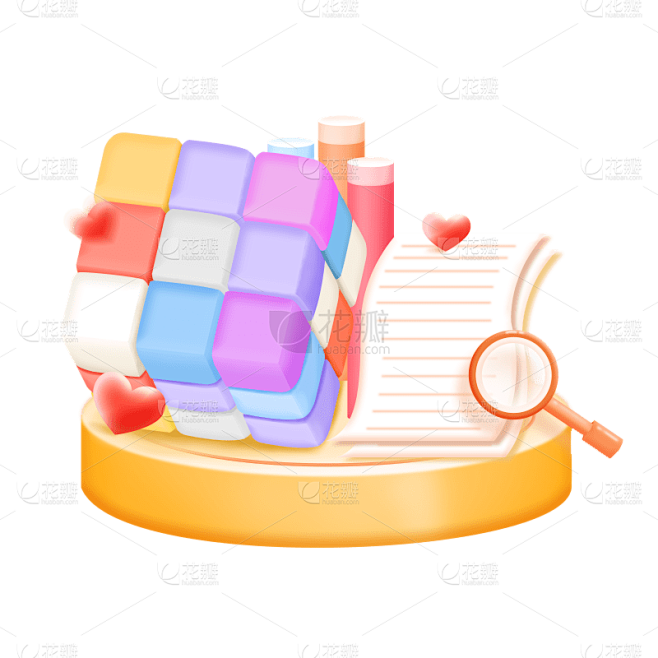 卡通感金融行业魔方元素