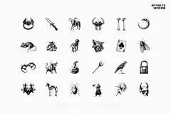 240款暗黑邪恶恐怖潮流复古像素马赛克低保真插图插画ai设计素材下载_颜格视觉