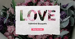 Literary Valentine Bouquets Promotion Ecommercce Banner