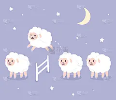可爱的绵羊跳过篱笆