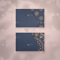 得体的商务名片蓝色与复古棕色装饰为您的业务。