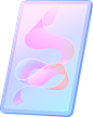 Pastel abstract ribbon on gradient tablet screen PNG, SVG