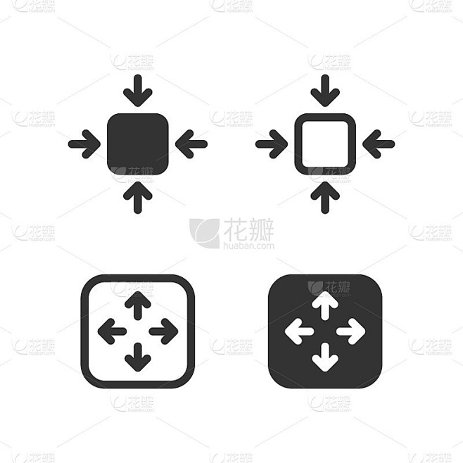 紧凑的图标。象征最大化按钮。体积小图标。向量平的符号更大