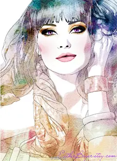 #数码插画#水彩人像，Esther Bayer数码插画作品 http://t.cn/8sLGw8v