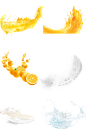 牛奶橙汁喷溅液体羽毛高清免扣png