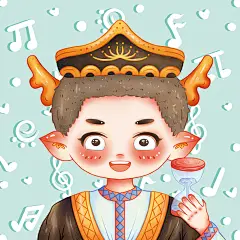 少数民族人物头像 56个民族头像 男孩头像 儿童插画 人物插画 人物头像 音乐符号 短发 男孩 鹿角 维吾尔族