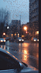 窗子雨景窗外玻璃水珠24节气雨水摄影图