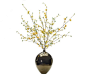 Forsythia (YF135): Forsythia, Yellow, Teardrop Bronze Glaze Vase, 34wx30dx45h