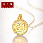 福兴隆 新品5G黄金幻彩天鹅足金999吊坠CNC巴黎铁塔女款项链 B564