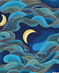 Nobu Fujiyama Dragon Moon - Lunar Lake - Quilt Fabrics from www.eQuilter.com