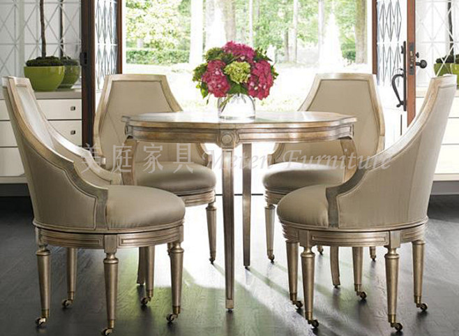 美式新古典家具定制 美式仿古实木餐桌 美...