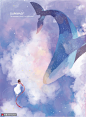 飞舞女孩 美妙梦境 北冥有鱼 鲸鱼插图插画设计 JY00020图片下载-优图网