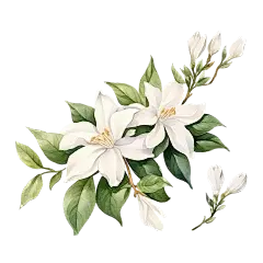 千库网_装饰茉莉花绽放侧视图的水彩_元素编号14153106